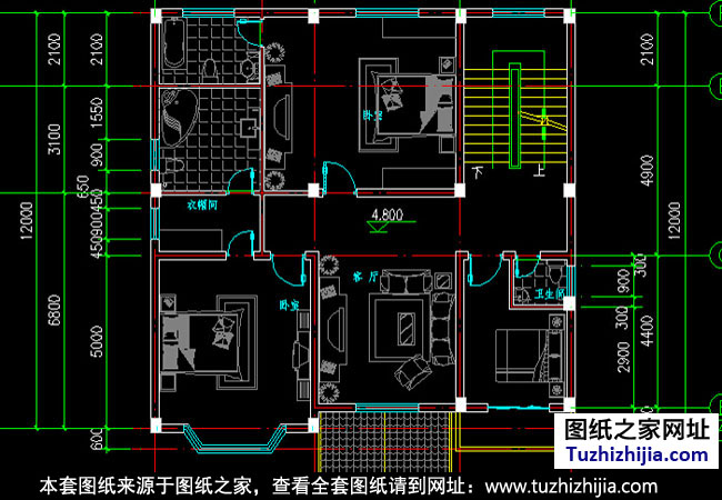 三层独栋别墅设计户型图带效果图