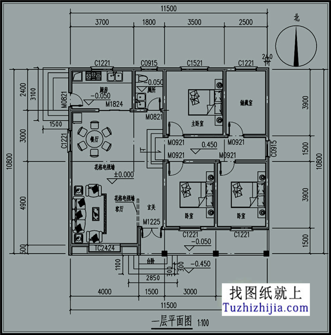 120平方米一层乡村房屋设计图纸及效果图大全