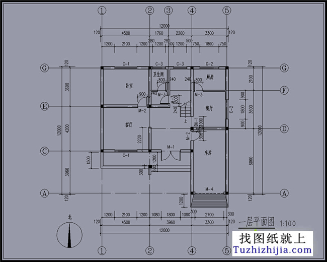 110平方米农村两层别墅设计效果图及图纸，12X12米