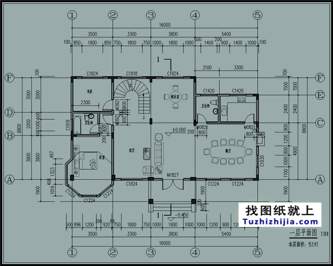 150平方米二层别墅设计及效果图展示下载，17X10米