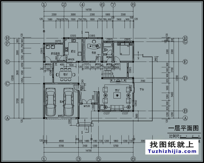 173平方米豪华型二层别墅设计图纸及效果图大全，15X13米