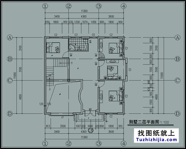 130平方米农村二层别墅房屋设计图纸带外观,11X11米