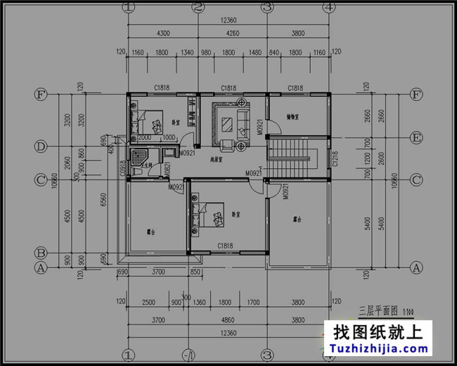 新农村三层房屋cad建筑设计图纸