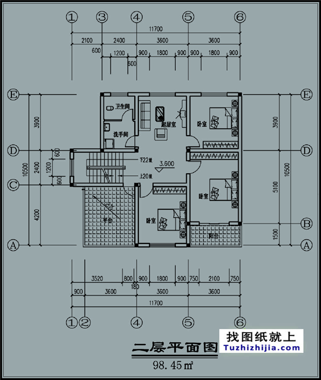 120平方米新农村两层别墅CAD设计图及效果图，12x11米