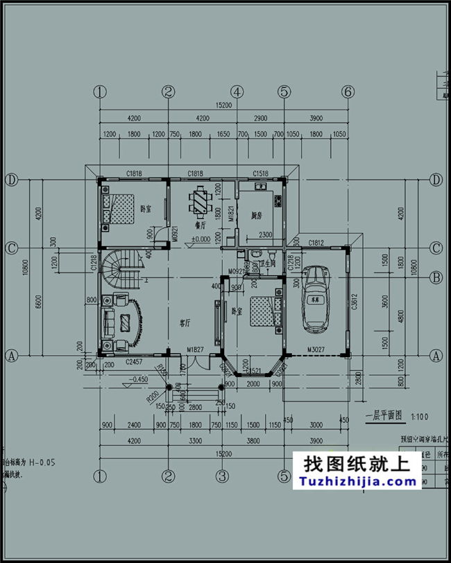 163平方米二层自建别墅设计施工建筑图纸及效果图，15x11米