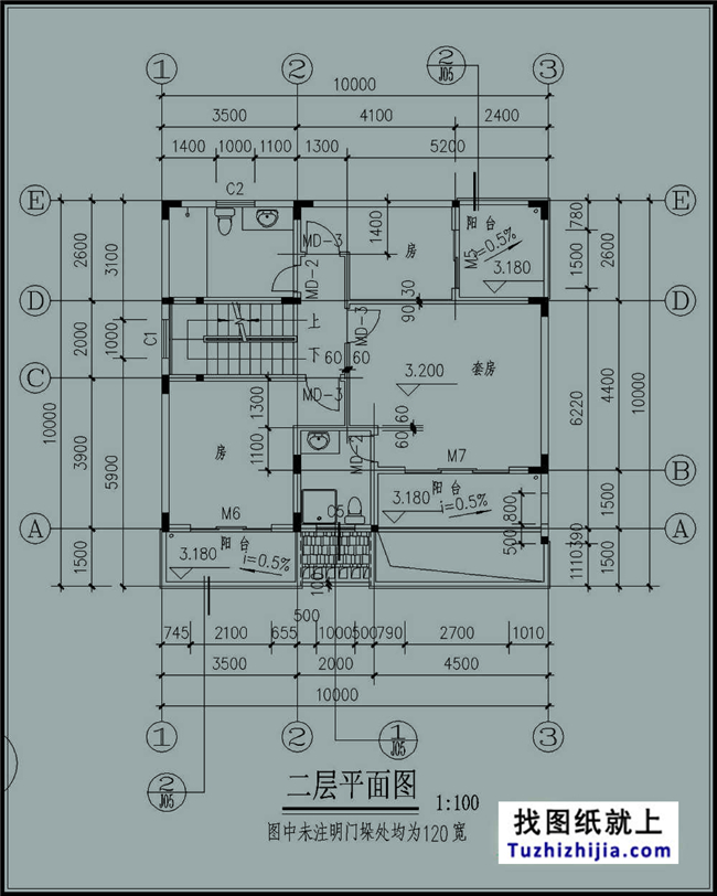 100平方米全套三层小别墅设计图纸及效果图,10X10米