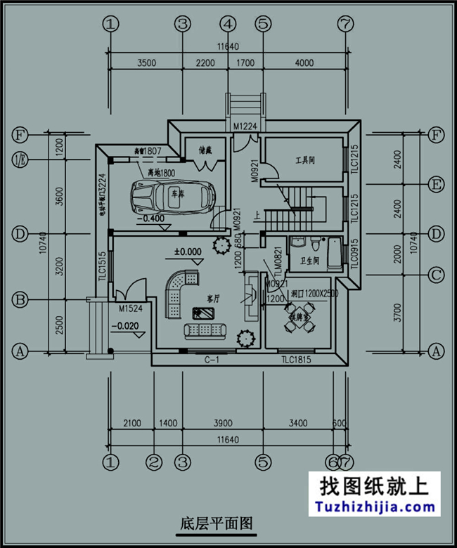 120平方米棕色面砖新农村三层小别墅设计户型图纸带外观,12X11米