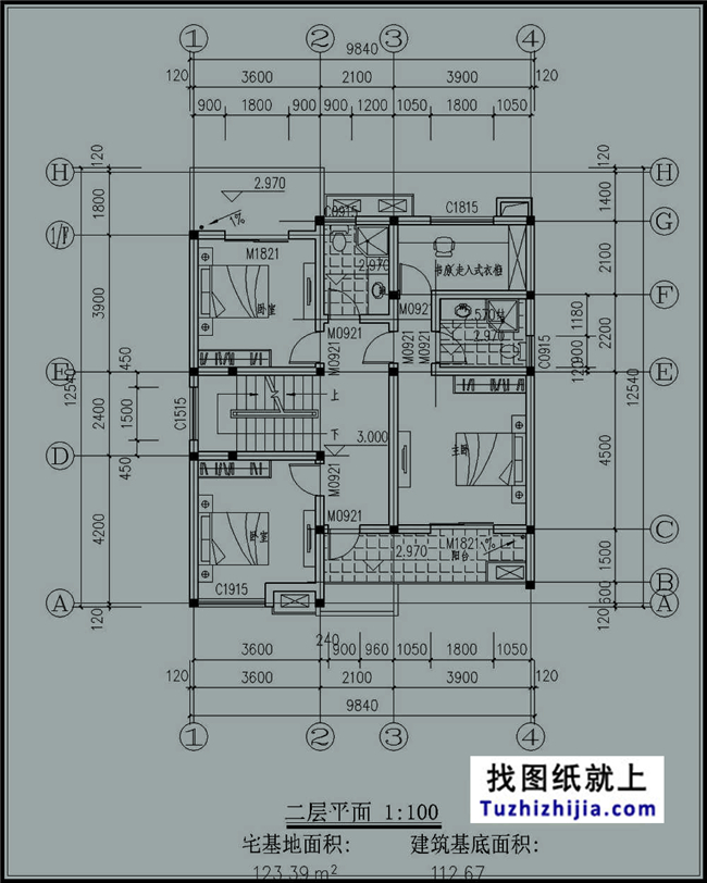 130平方米新农村三层施工建筑设计图纸及效果图,10X13米