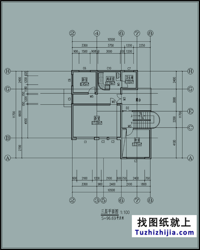 135平方米三层农村别墅建筑图纸及外观图,14X12米