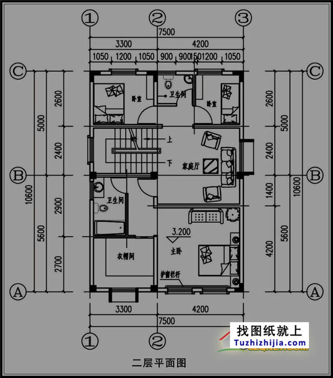 80平方米新农村三层住宅房屋设计图