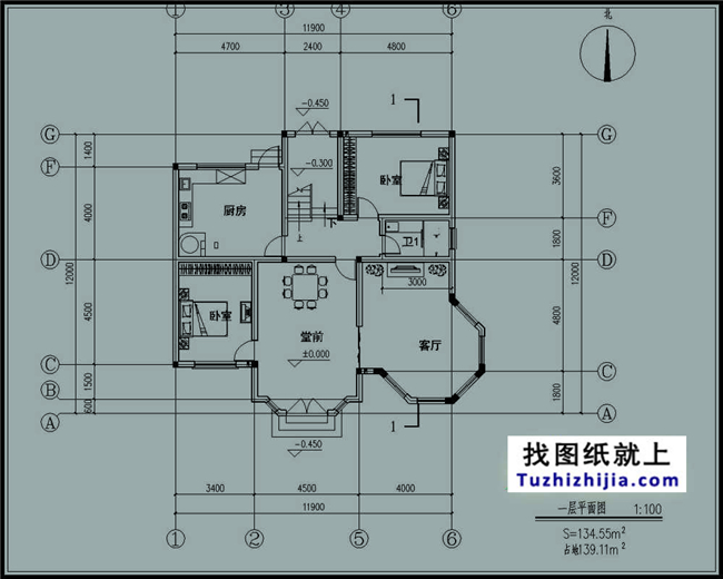 造价:28万,新农村三层别墅施工图纸及效果图,12X12米140平方米