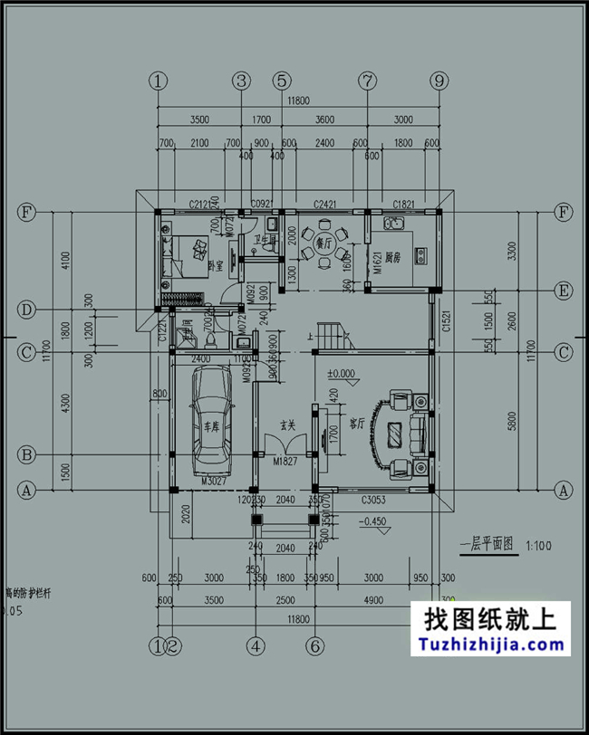 140平方米新农村三层别墅设计建筑图纸及外观效果图，12x12米