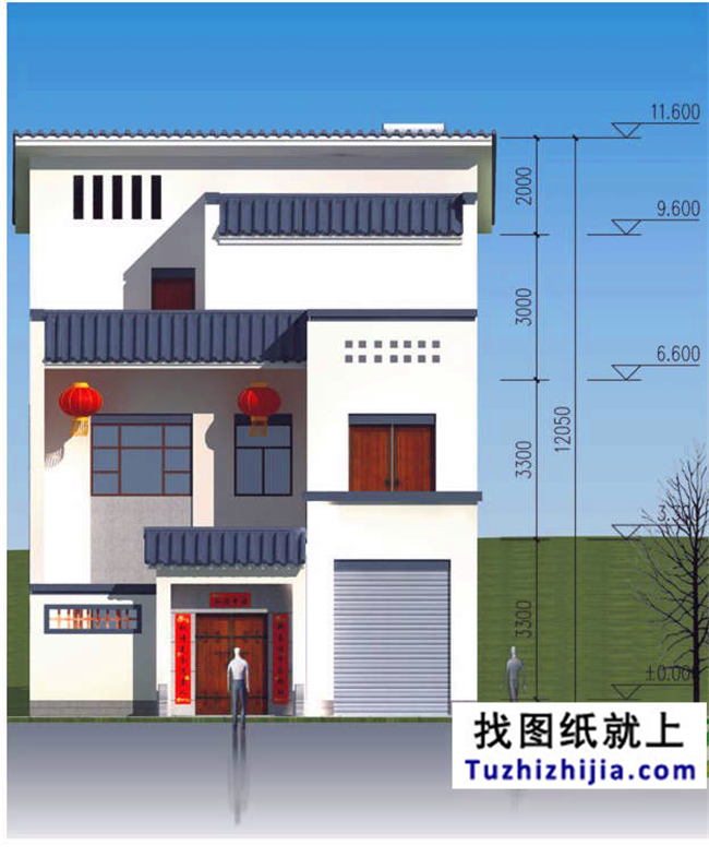 110平方米新农村自建房屋施工设计图纸及效果图