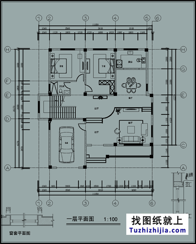 180平米三层新农村房屋别墅施工设计图纸及效果图