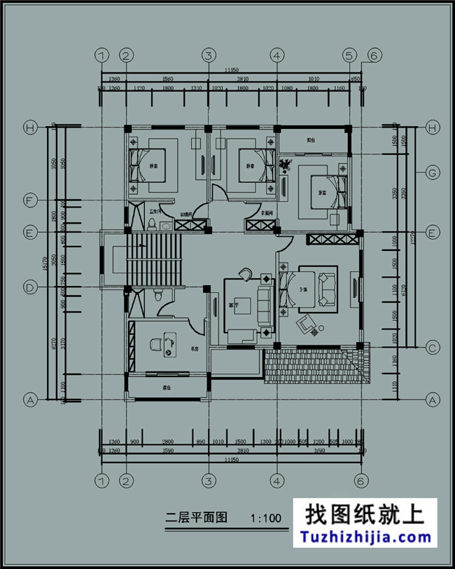 180平米三层新农村房屋别墅施工设计图纸及效果图