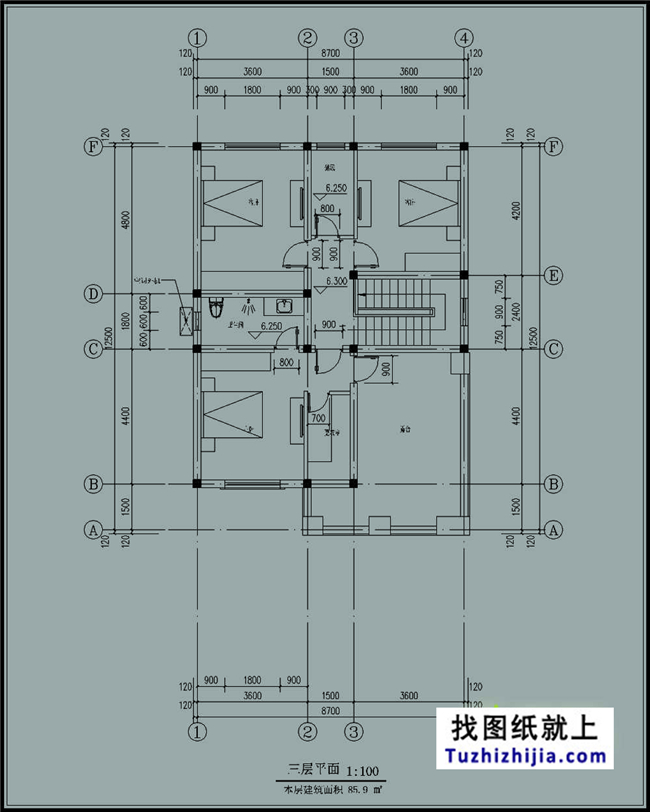 110平方米新农村自建三层房屋别墅设计图纸及外观效果图