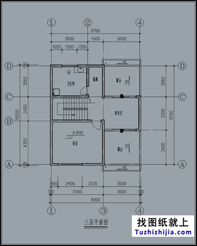 90平方米新农村带车库三层房屋别墅设计图纸及效果图