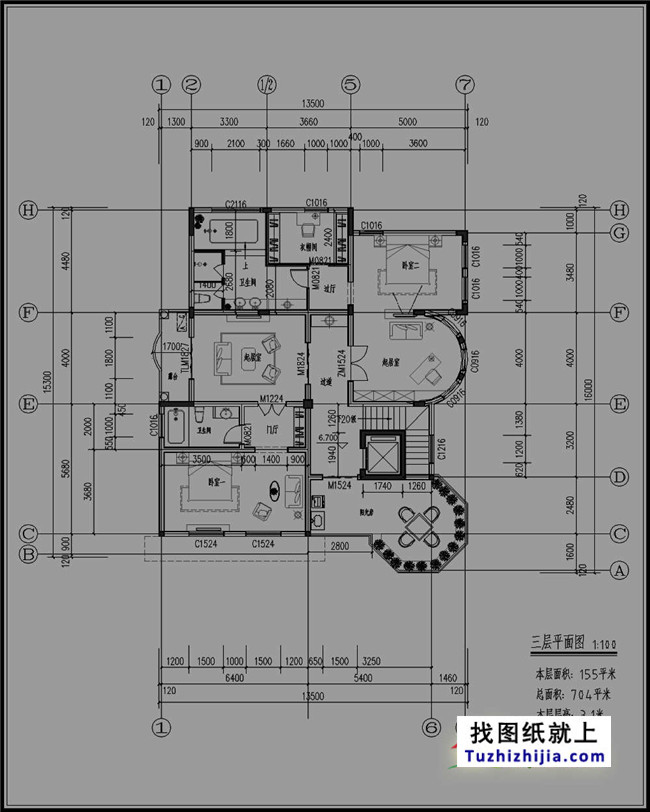 大户型欧式三层别墅建筑图纸，全套设计图+效果图