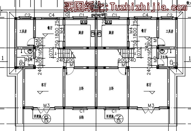 兄弟双拼农村三层自建房设计图，带外观效果图