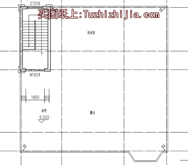 气派美观的平顶别墅房屋设计方案图，屋顶带凉亭