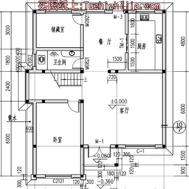 客厅中空三层复式别墅房屋设计图，带外观效果图