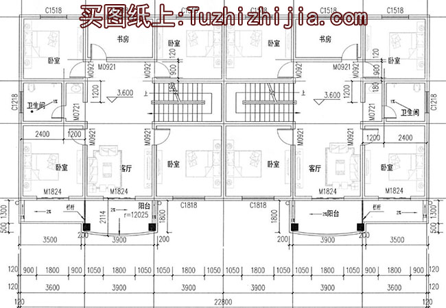 带阁楼两层半双拼别墅房屋设计图，带外观效果图