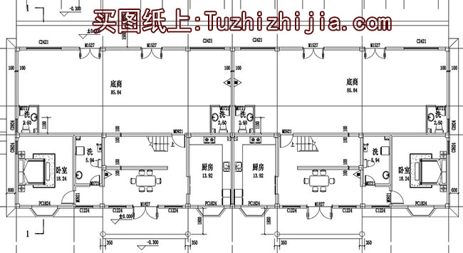 带底商商铺三层双拼房屋别墅设计图，外观精致、美观