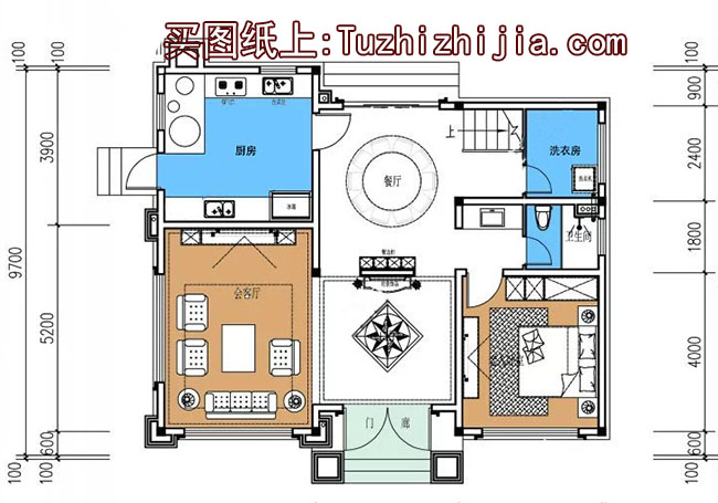 100平客厅挑高三层楼房设计图，复式结构