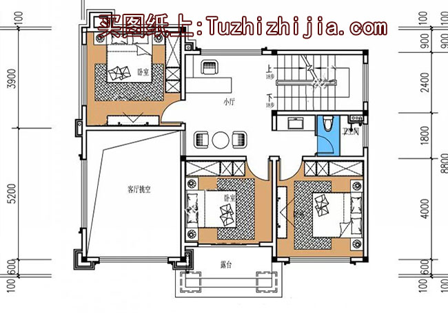 100平客厅挑高三层楼房设计图，复式结构