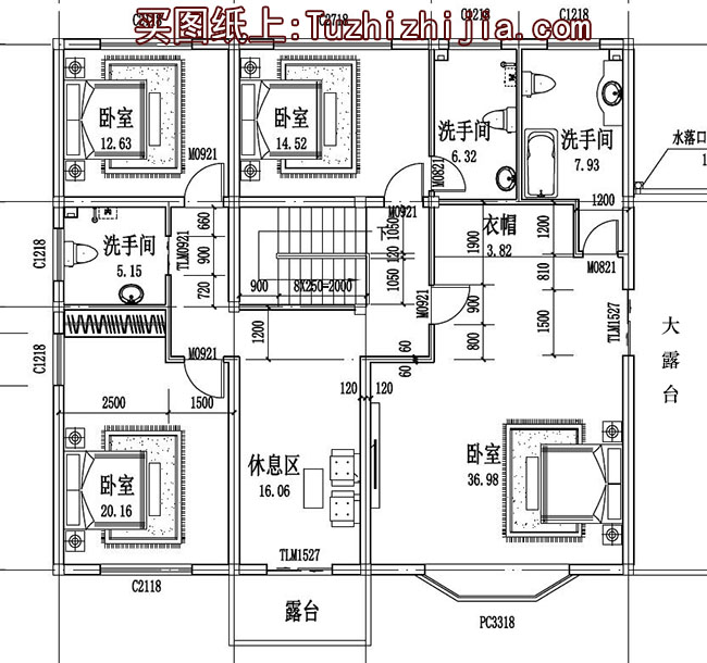 155平方米二层别墅房屋设计图，带独立车库