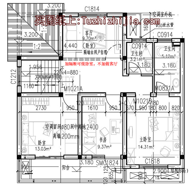 90平方米新农村二层自建房屋设计全套施工图纸带外观效果图10X9米