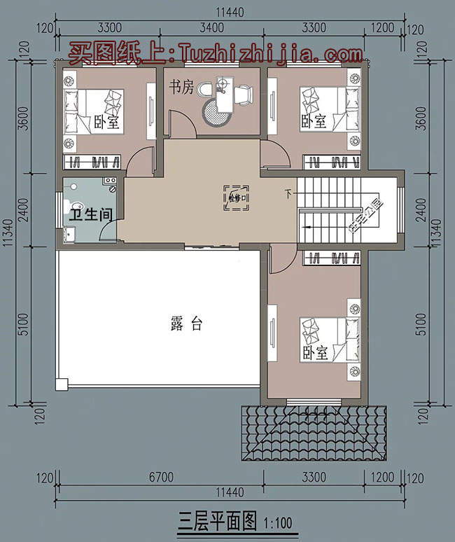 带车库，带露台的三层复式楼房设计图，新农村房屋方案推荐