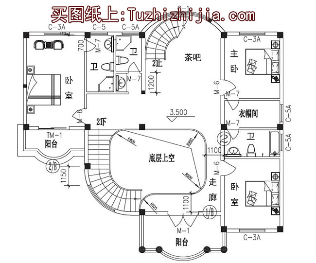 四层（三层半）豪华欧式别墅房屋设计图，外观高端、大气