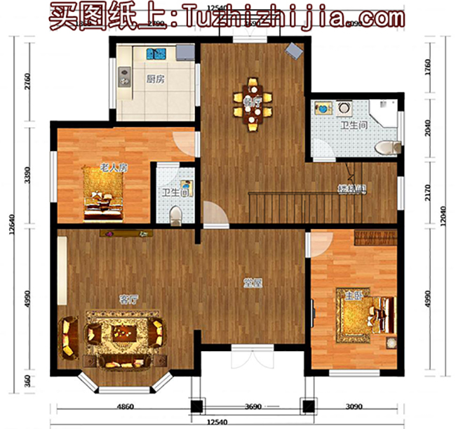 150平农村二层复式别墅房屋设计方案图，带外观效果图片