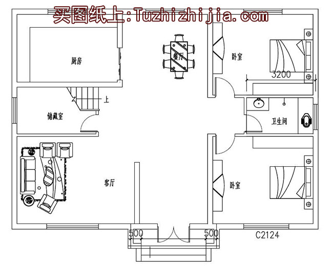 简单农村自建二层楼房设计图，南北通透