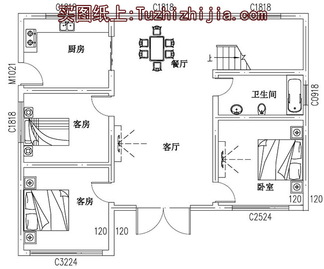  农村15万元二层小楼设计图，外观简洁、朴素，造价低