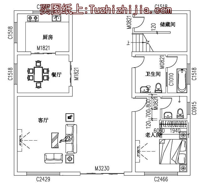 三层平屋顶别墅房屋设计图及外观效果图