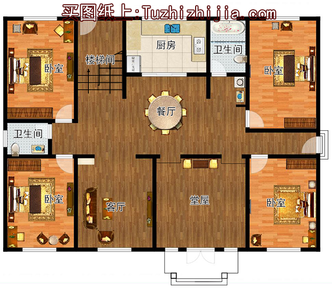 215平方米新农村一层房屋建筑设计施工图，17x12米15万