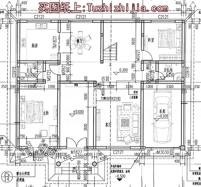 农村二层带阁楼四间别墅设计图，外观美观，户型实用