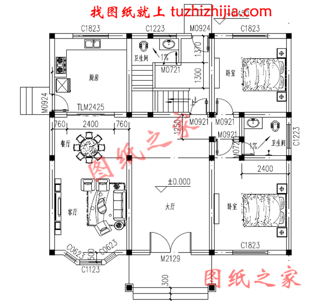 简单实用新农村三层住宅房屋设计图，时尚大气，低调