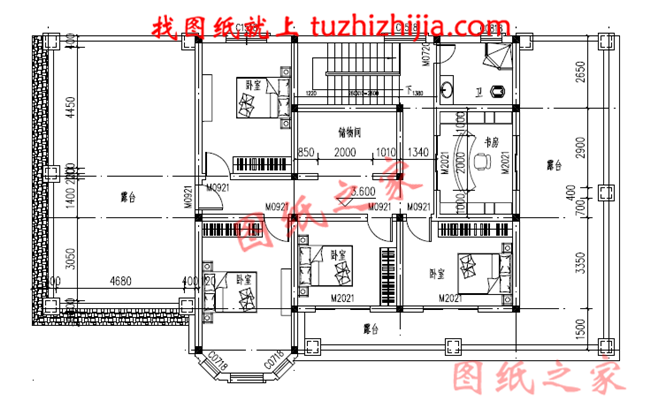 农村4间2层楼房设计图，带车库，外观时尚，带屋顶花园