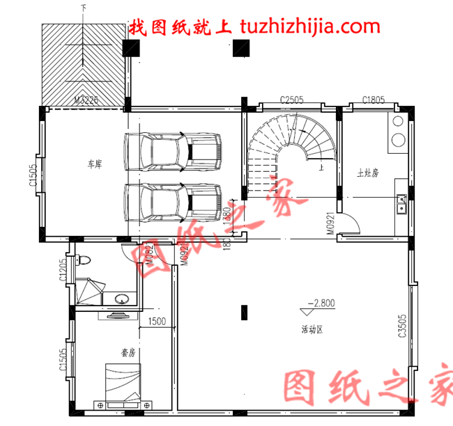 农村三层带地下室住宅设计图及图片，房内设计了两个套间