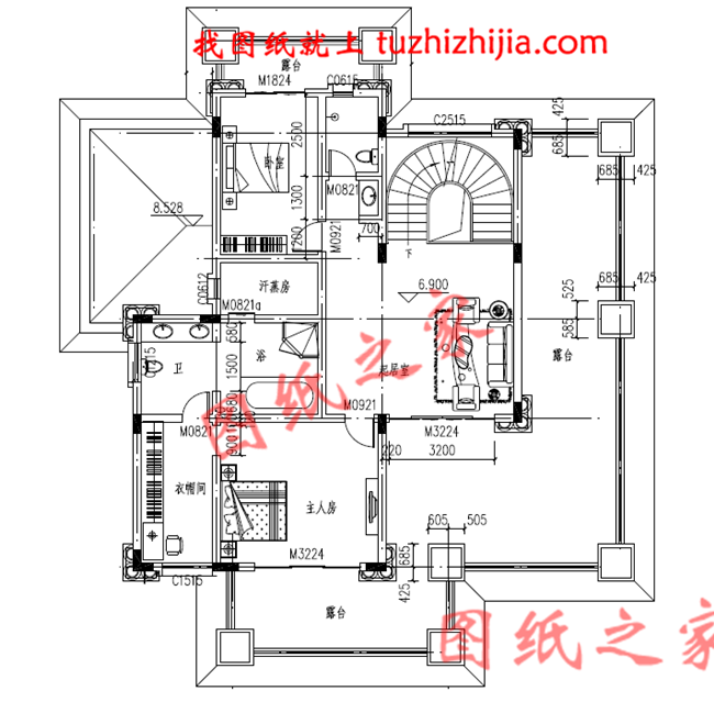 农村三层带地下室住宅设计图及图片，房内设计了两个套间