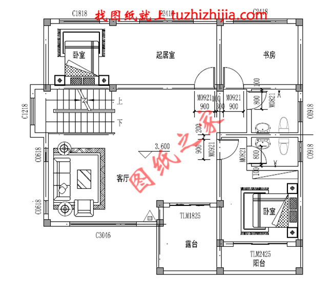 新中式农村三层楼设计图，带地下室，主体建筑面积110平米