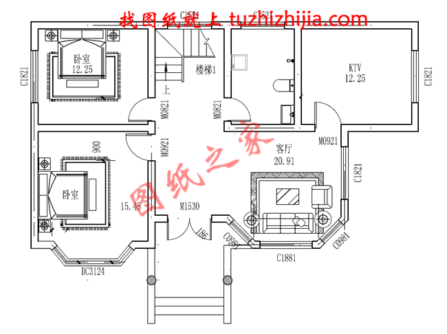 三层农村盖房设计图，占地90平面左右，屋顶设置成露台