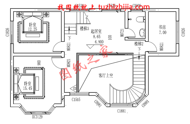 三层农村盖房设计图，占地90平面左右，屋顶设置成露台