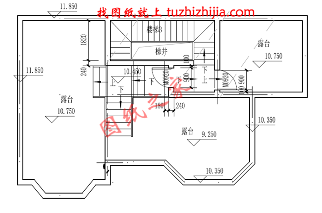 三层农村盖房设计图，占地90平面左右，屋顶设置成露台