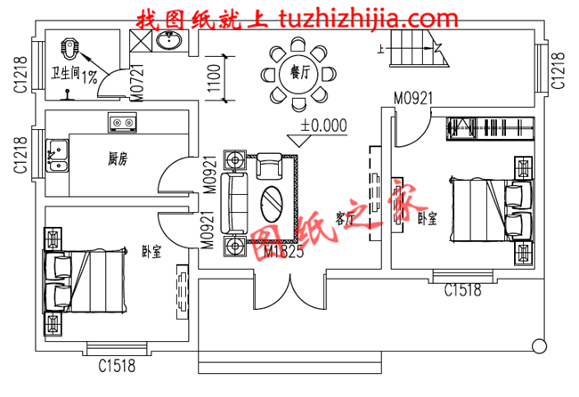 农村15万元二层小楼图，占地100平米左右，简单实用，户型合理