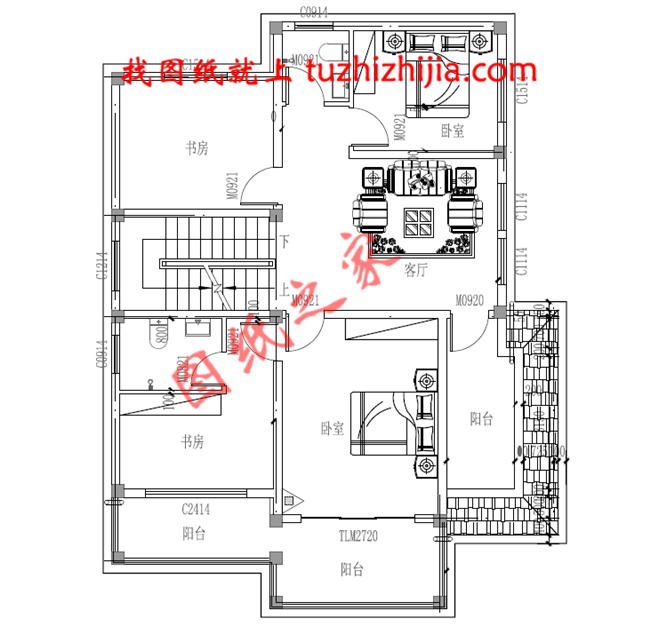 120平米三层别墅房屋设计图，带车库，带阁楼