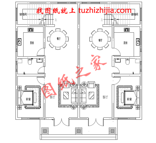 兄弟四间三层双拼别墅设计图，造价40万左右